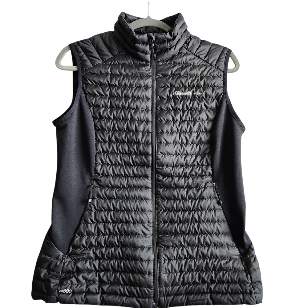 Eddie Bauer First Ascent EB800 Down Puffer Vest Women's M Black Packable Outdoor
